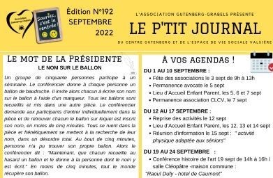LE P’TIT JOURNAL – Septembre  2022