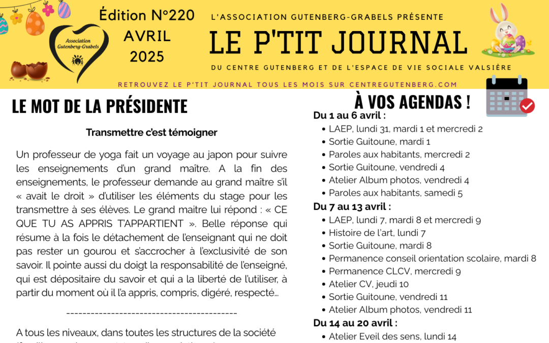LE P’TIT JOURNAL D’AVRIL 2025