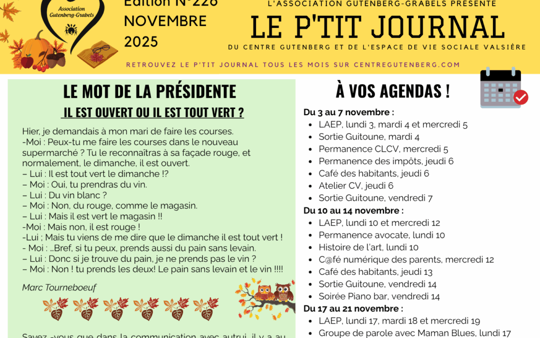 LE P’TIT JOURNAL DE NOVEMBRE 2025