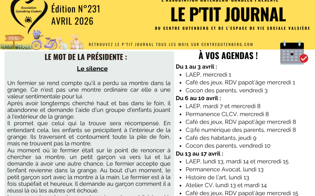 LE P&rsquo;TIT JOURNAL D&rsquo;AVRIL 2026