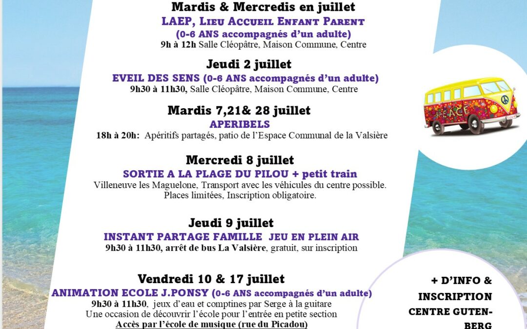 Programme des vacances d&rsquo;été 2026