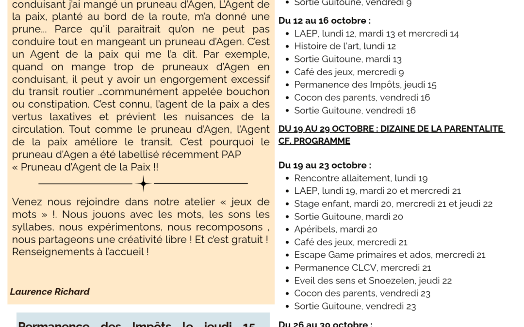 LE P&rsquo;TIT JOURNAL D&rsquo;OCTOBRE 2026
