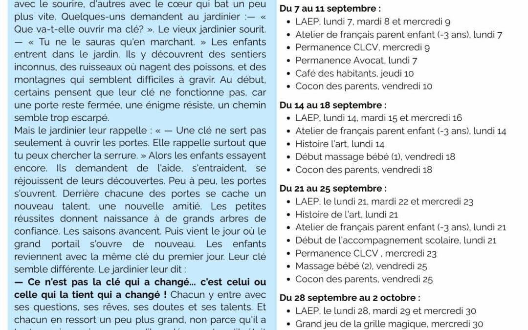 LE P&rsquo;TIT JOURNAL DE SEPTEMBRE 2026